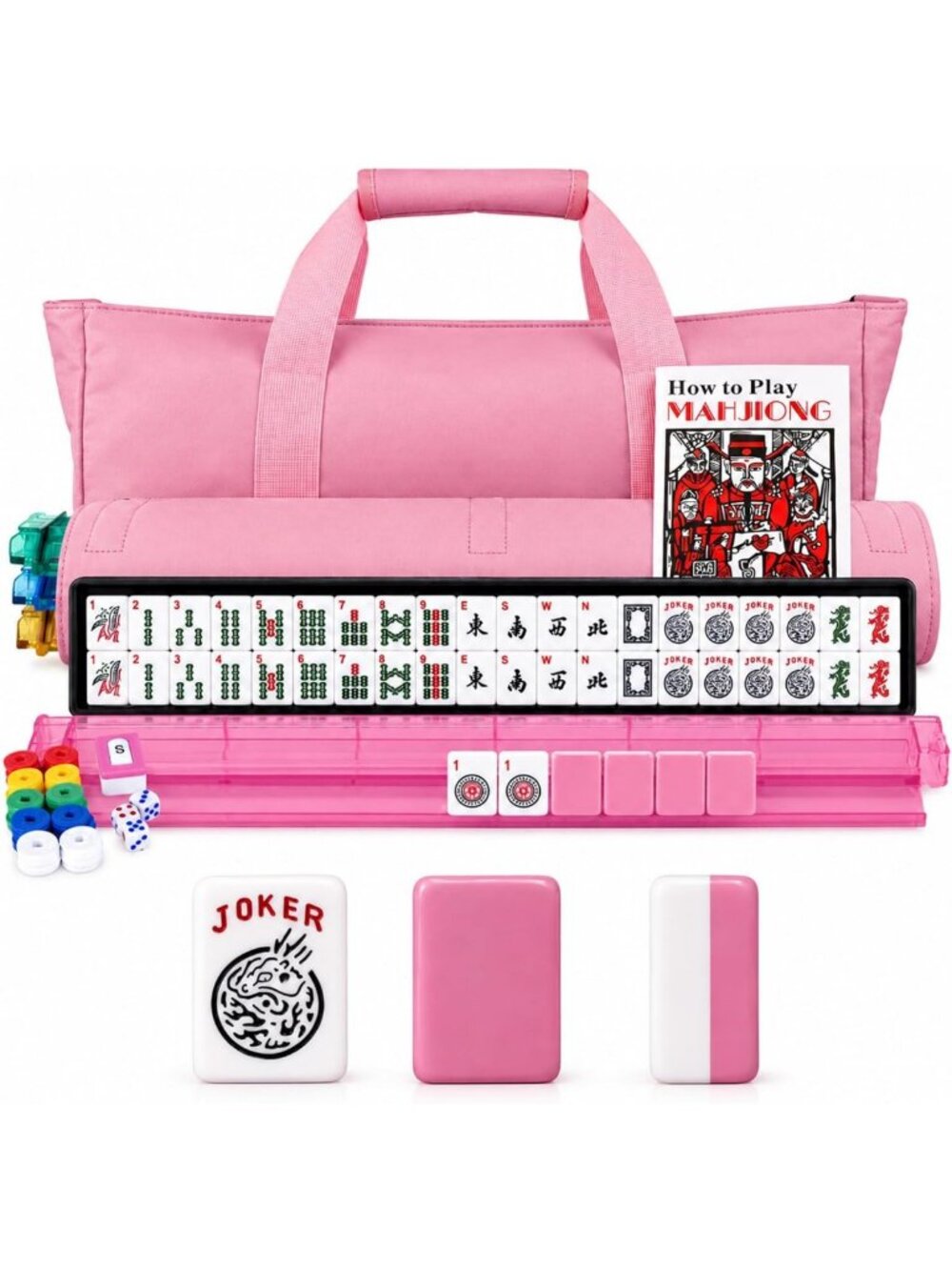 Complete American Mahjong Set - 166 Tiles, Racks, Pushers & Storage Case
